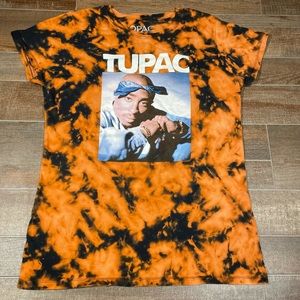 2Pac Bleached Tie Dye Graphic Women’s T Shirt Jr XL Streetwear Grunge Skate